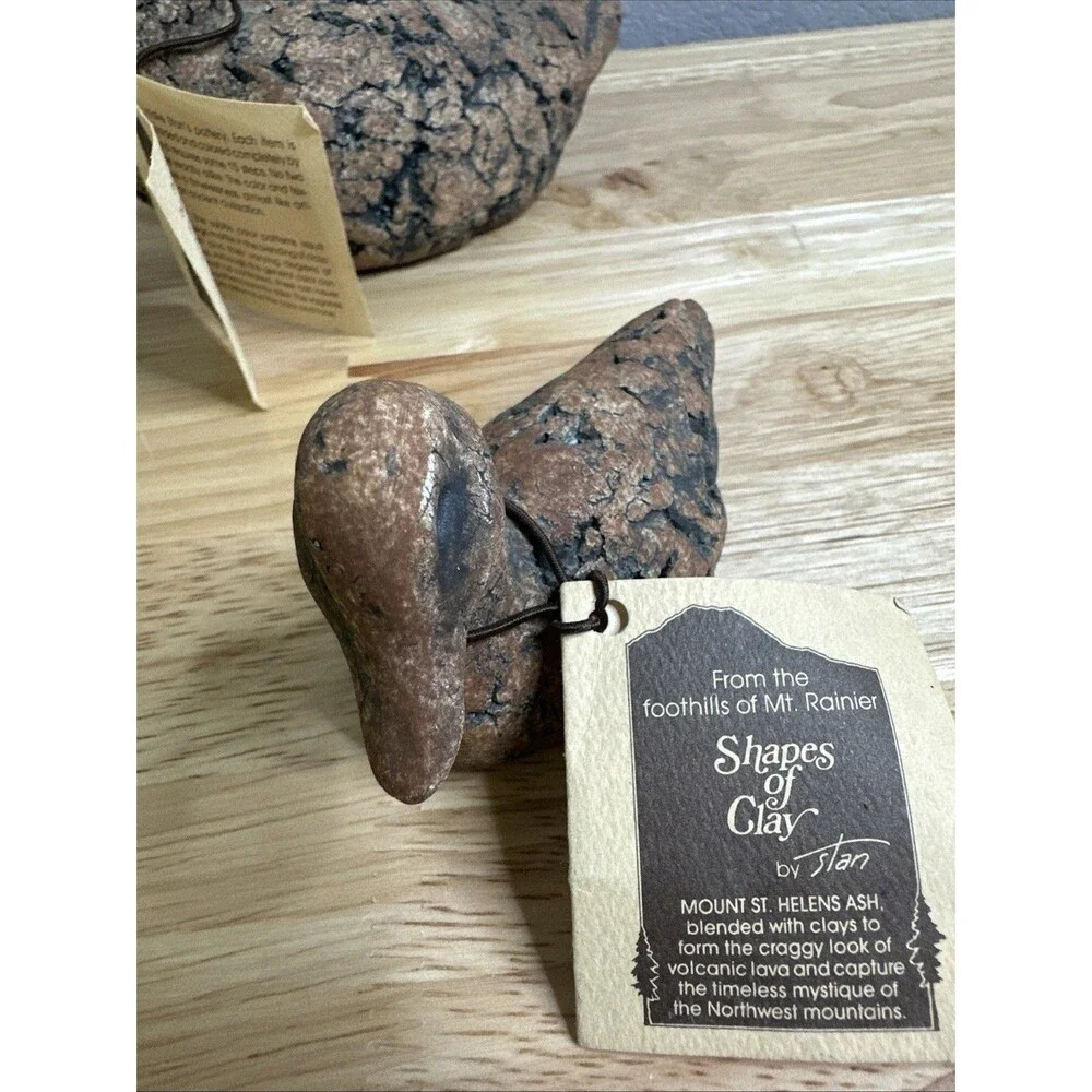 Vintage Duck Figurine Shapes of Clay by Stan Langtwait Mount St Helen's Ash